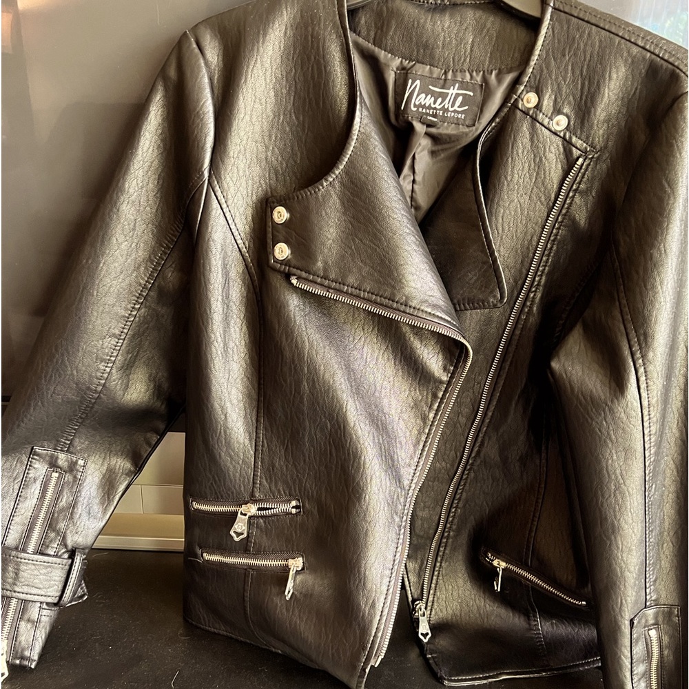 Nanette Lepore faux black leather jacket Size M